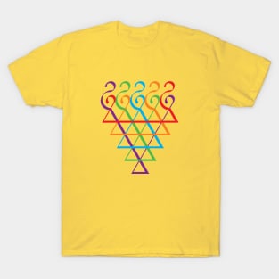 Indian Symbol of Knowledge and Wisdom Saraswati Yantra colorful Flat Design T-Shirt